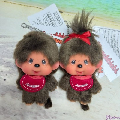 257294 Big Head Monchhichi SS Size Keychain Mascot Brown Boy